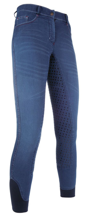 Riding breeches Summer Denim Easy 3/4 silicone 6100 jeans blue / EU128/age 6-7