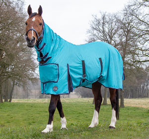 Fly rug with neck part Lissabon Style 5210 aqua / EU115/UK5'3/US63"