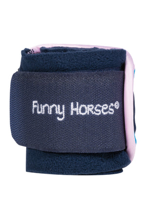 Fleece bandages Funny Horses Hearts 6900 deep blue / 150cm