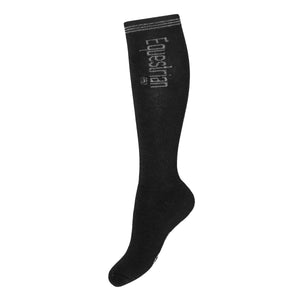EQUESTRIAN PRO SOCKS, PU= 3 COLOUR/SIZE BLACK/SILVER / L