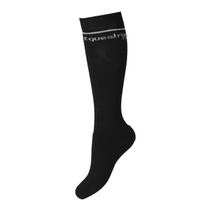 EQUESTRIAN PRO SOCKS, PU= 3 COLOUR/SIZE BLACK/SILVER / L