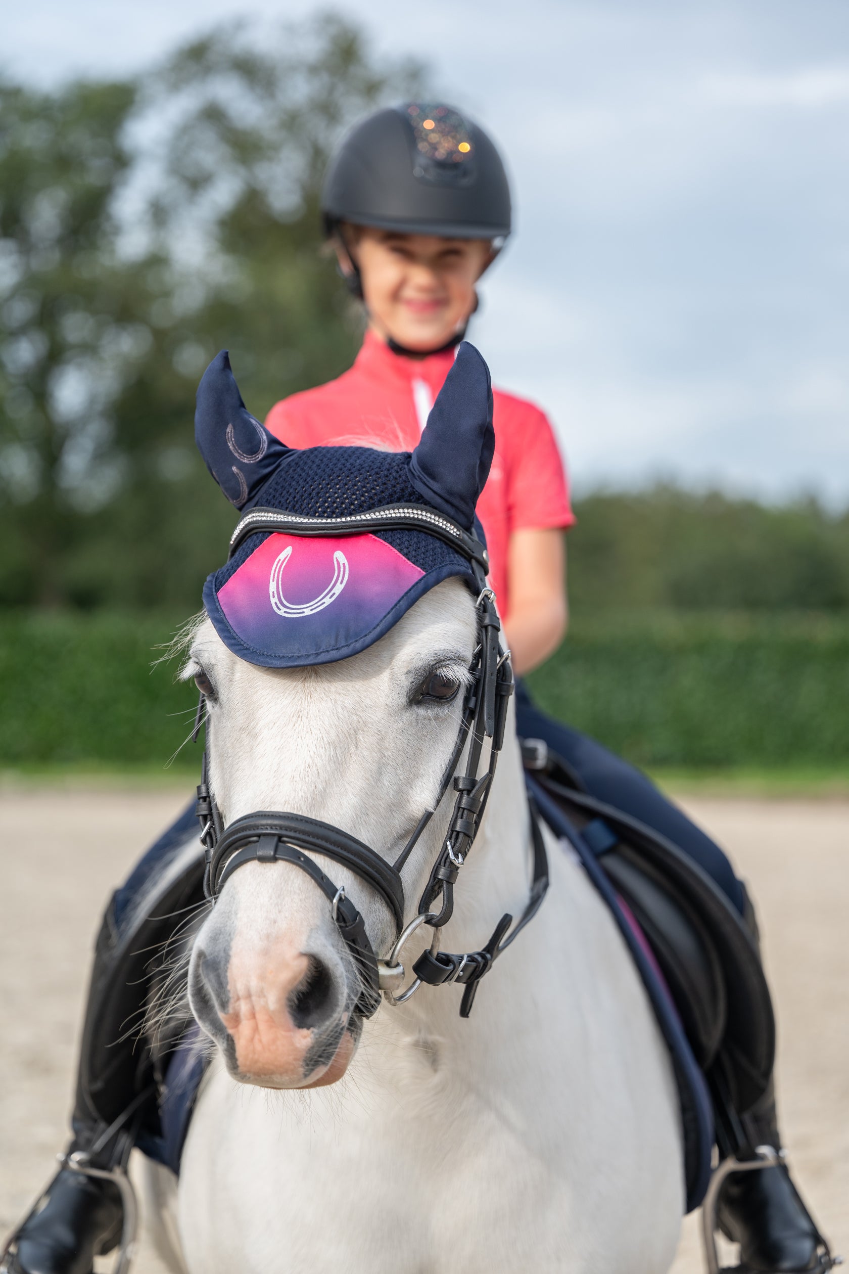 Ear bonnet Aymee 6900 deep blue / Shetland pony