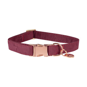 DOG COLLAR VELVET DEEP RUBY / XXL