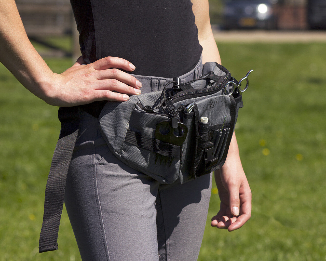 hip bag with braiding kit