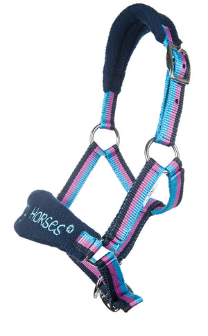 Head collar Funny Horses 1357 deep blue/blue/dark pink / Shetland pony