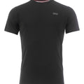 Bi-elastic cotton shirt with ribbed round neckline