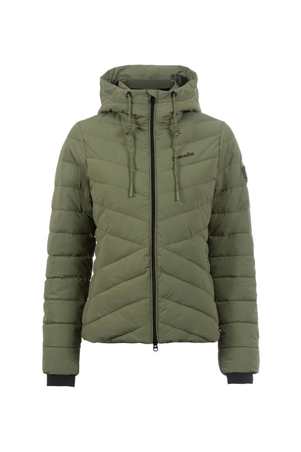 short quilted jacket CAVALRAVEN-
Short quilted jacket, fake down, phone pocket