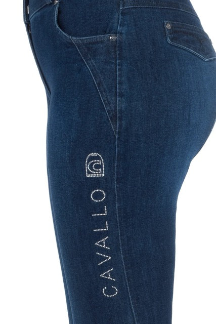 breeches CAVALCASHA GRIP MOBILE CAVAGRIP® silicone full seat, jeans with authentic wash, phone pocket