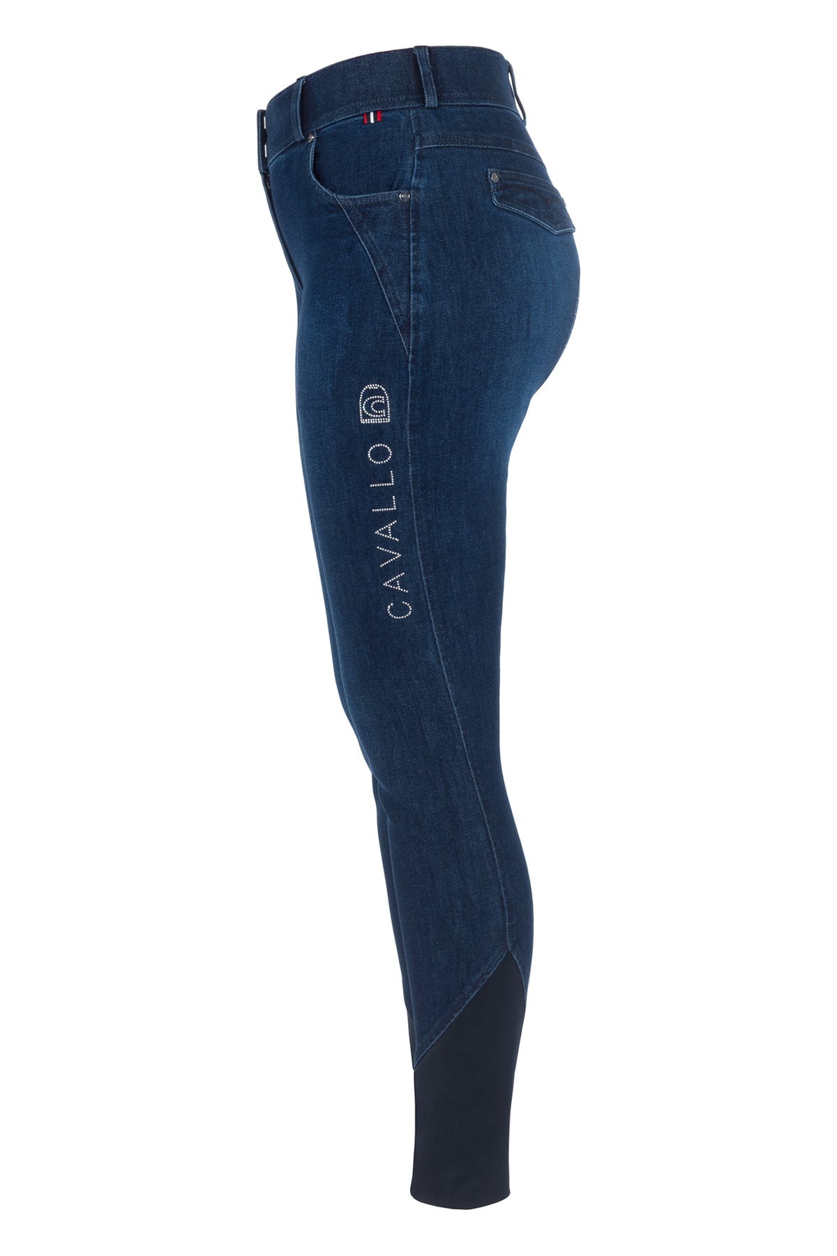 breeches CAVALCASHA GRIP MOBILE CAVAGRIP® silicone full seat, jeans with authentic wash, phone pocket