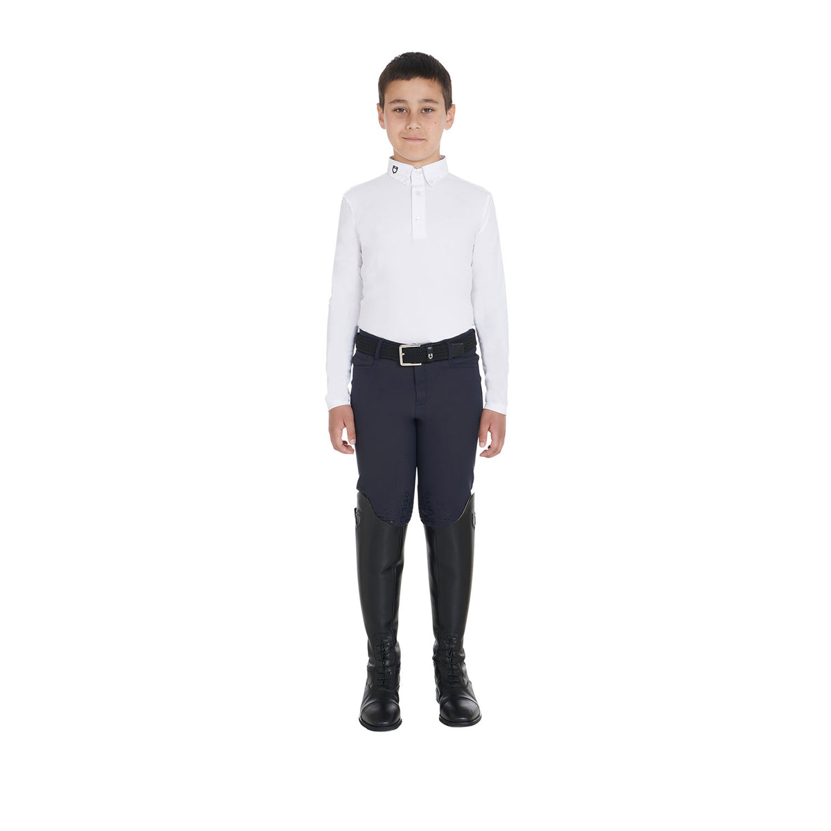 Boy's slim fit competition polo shirt with three buttons