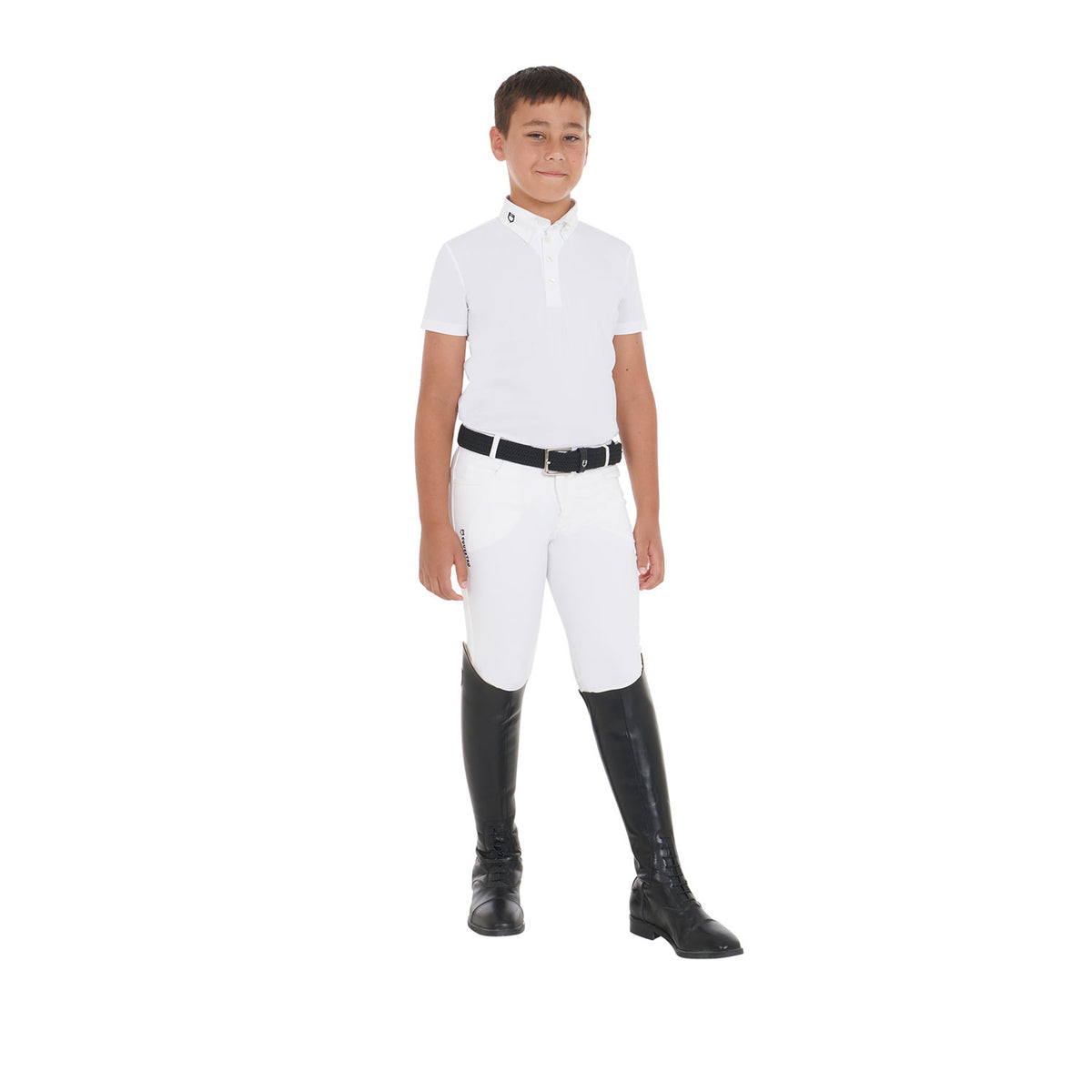 Boys' slim fit competition polo shirt with four buttons