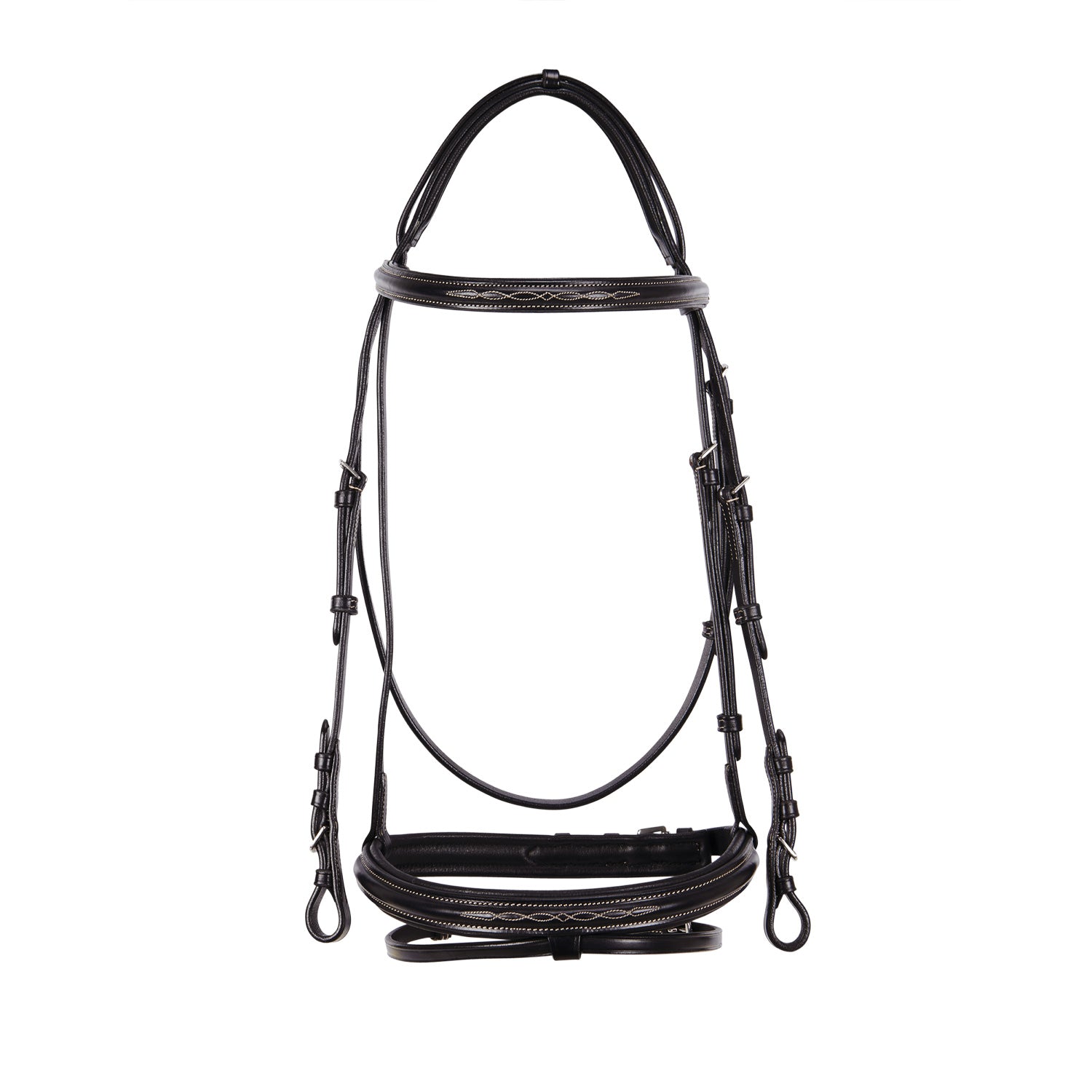leather english bridle with embroideries