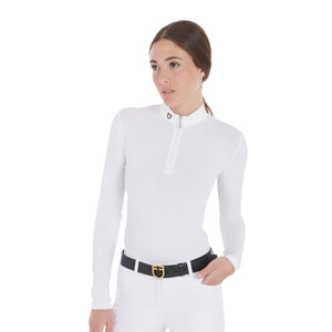 Women's slim fit long sleeved competition polo shirt white / L