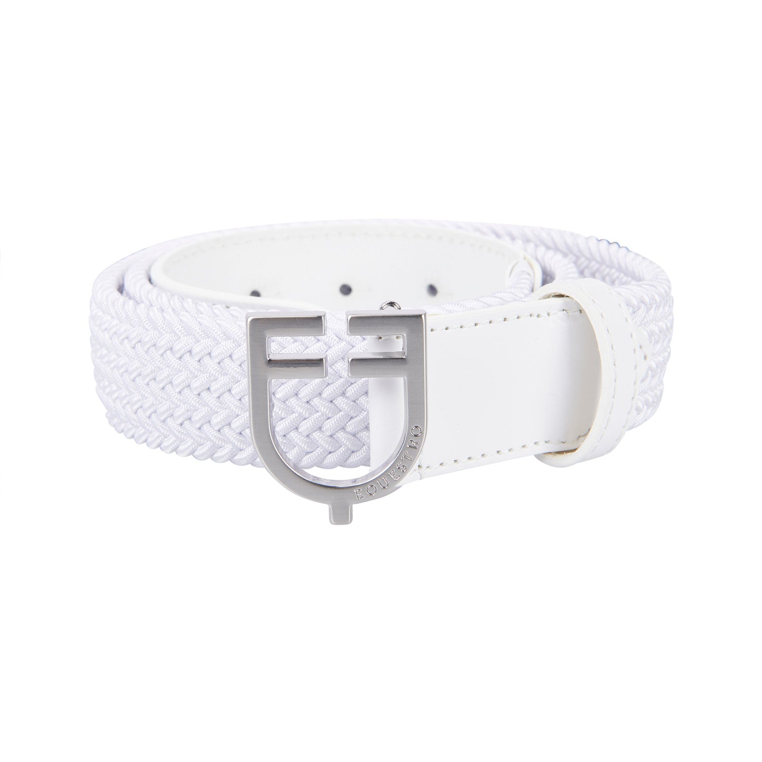 leather elastic belt with logoed buckle
