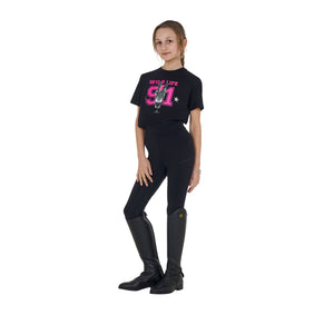 Girls' Wild Life cotton T-shirt with print BLACK / 8 YEARS