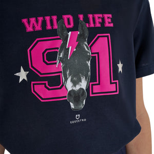 Girls' Wild Life cotton T-shirt with print NAVY / 8 YEARS