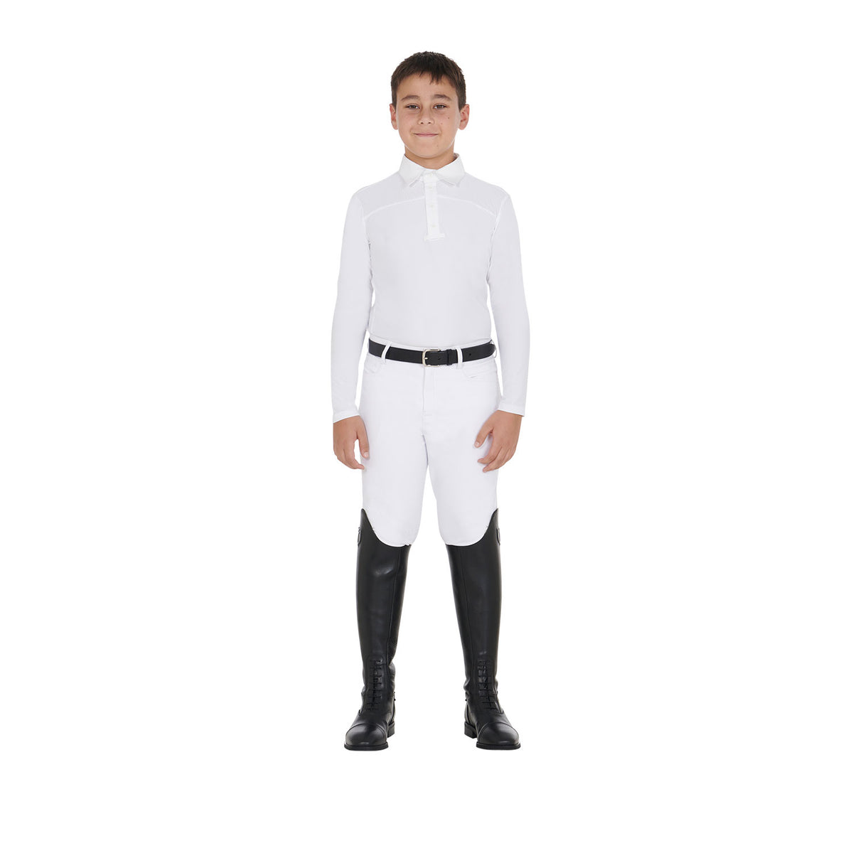 boy's long-sleeved polo shirt with buttons