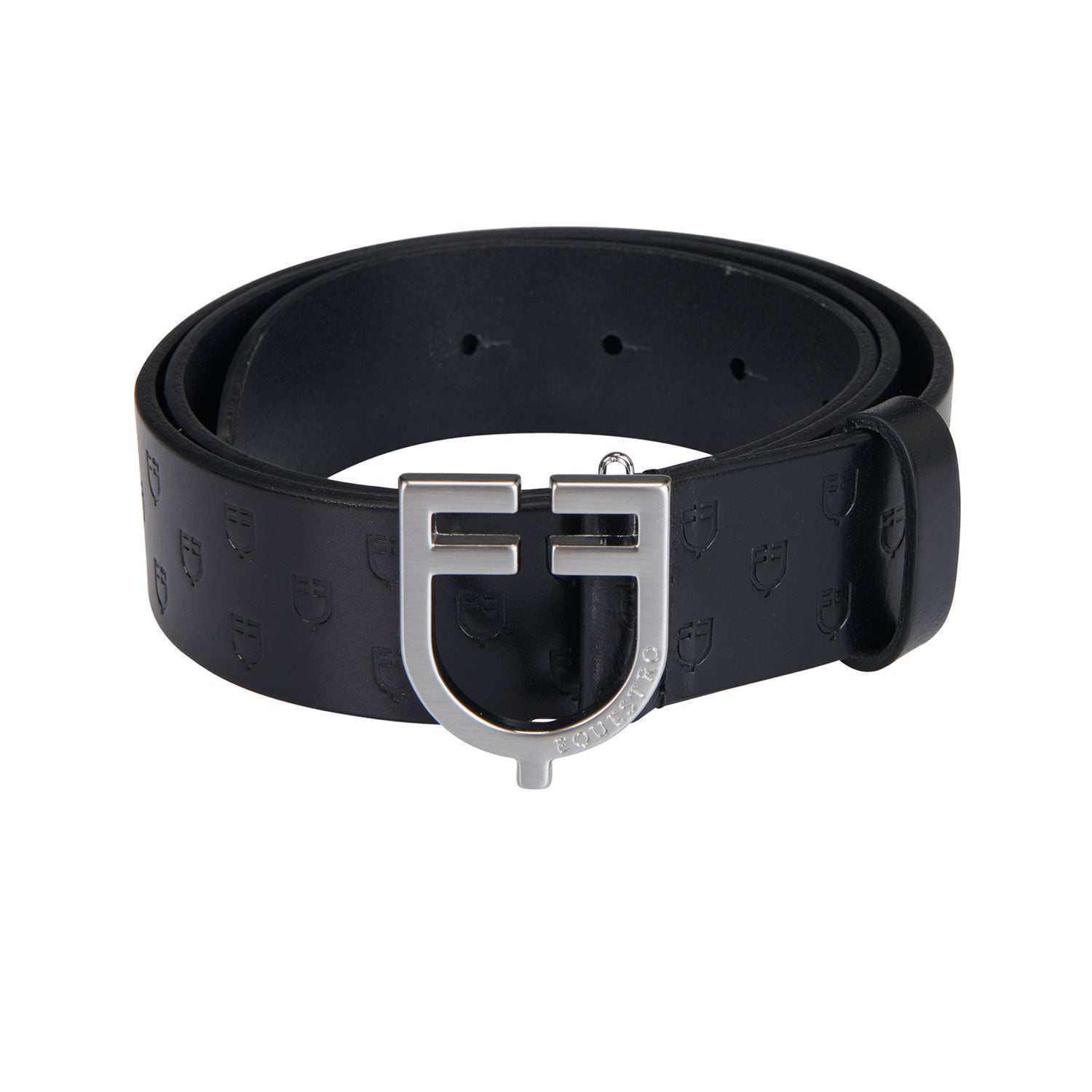 Leather logo belt with logoed buckle