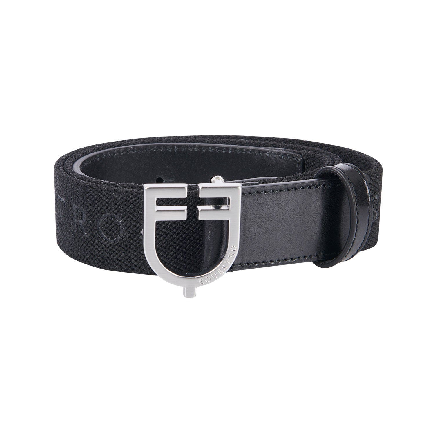 leather belt with elastic and lettering