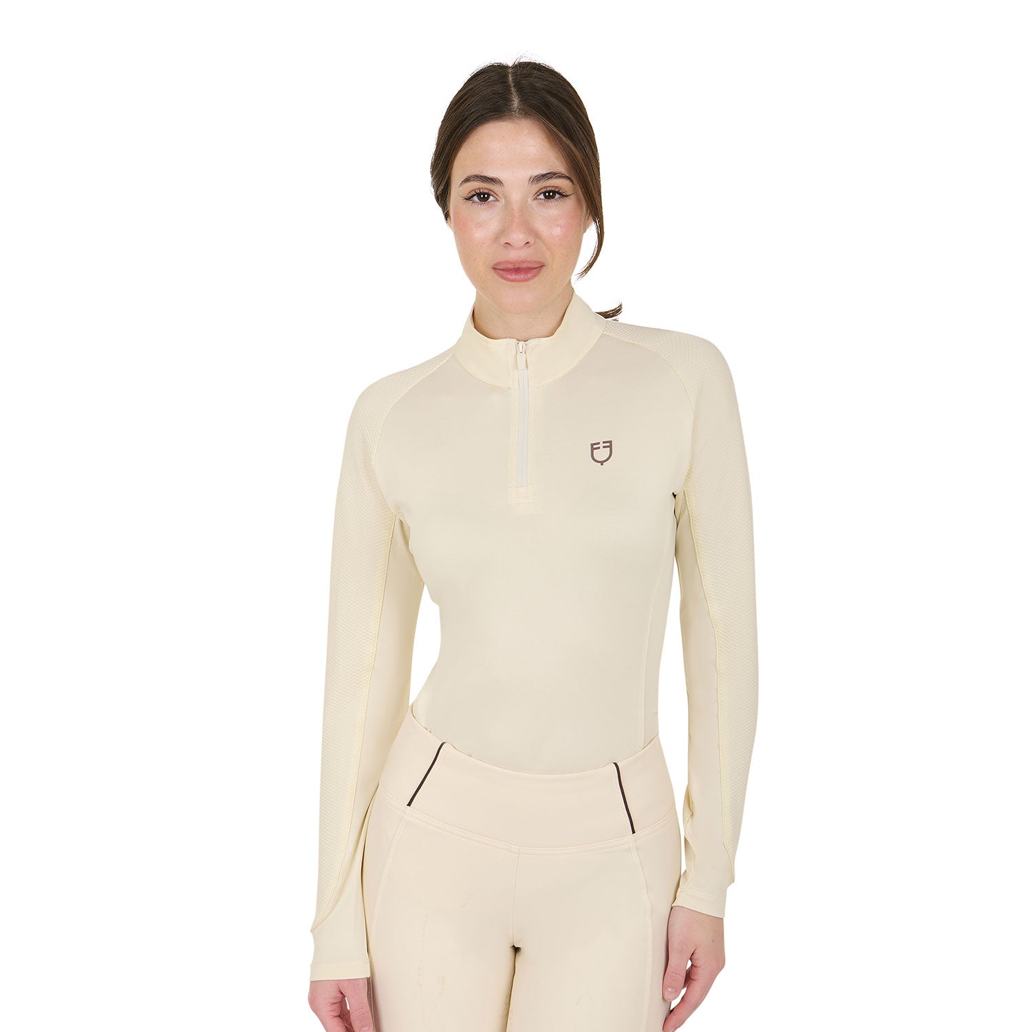 equestro women's slim fit long sleeve base layer