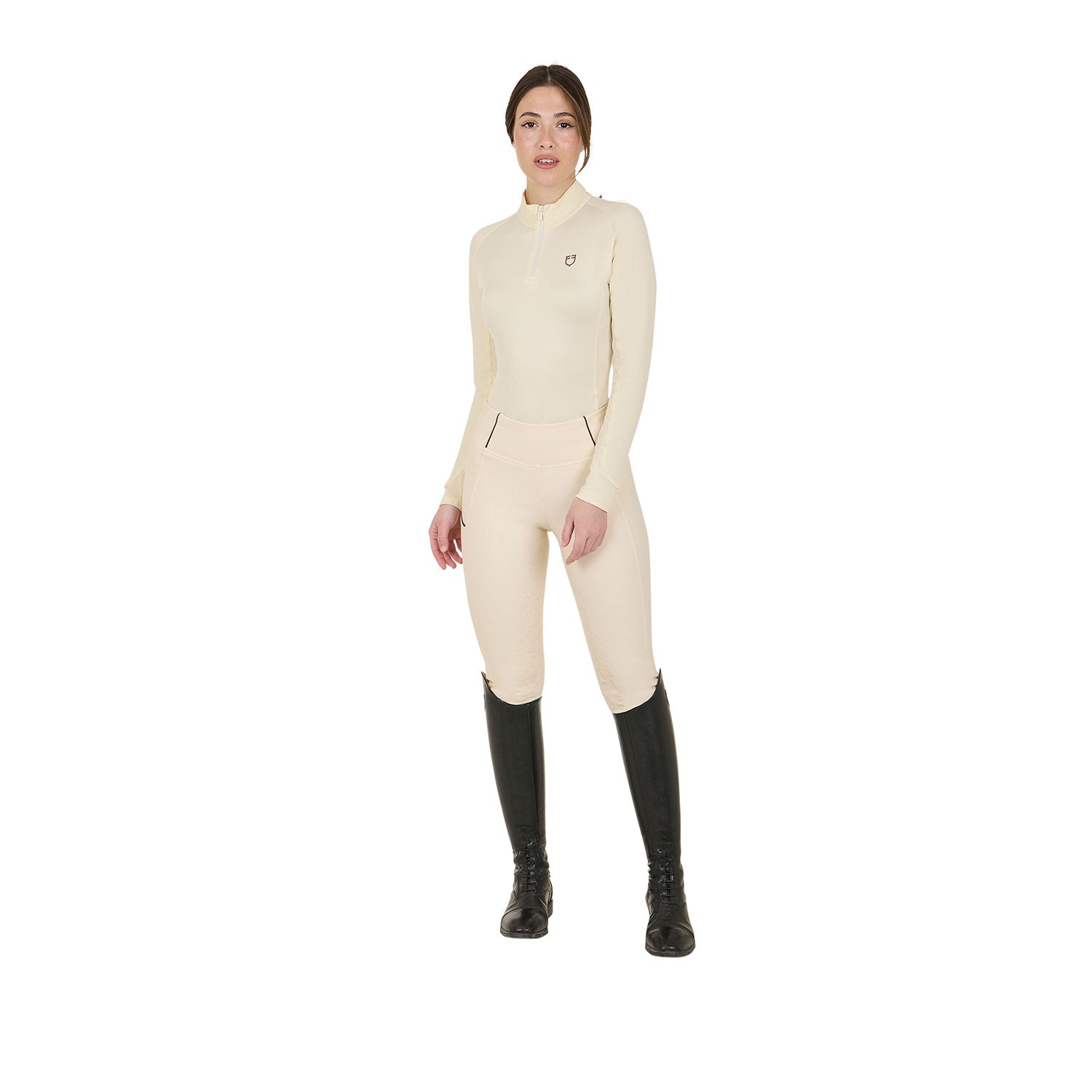 equestro women's slim fit long sleeve base layer