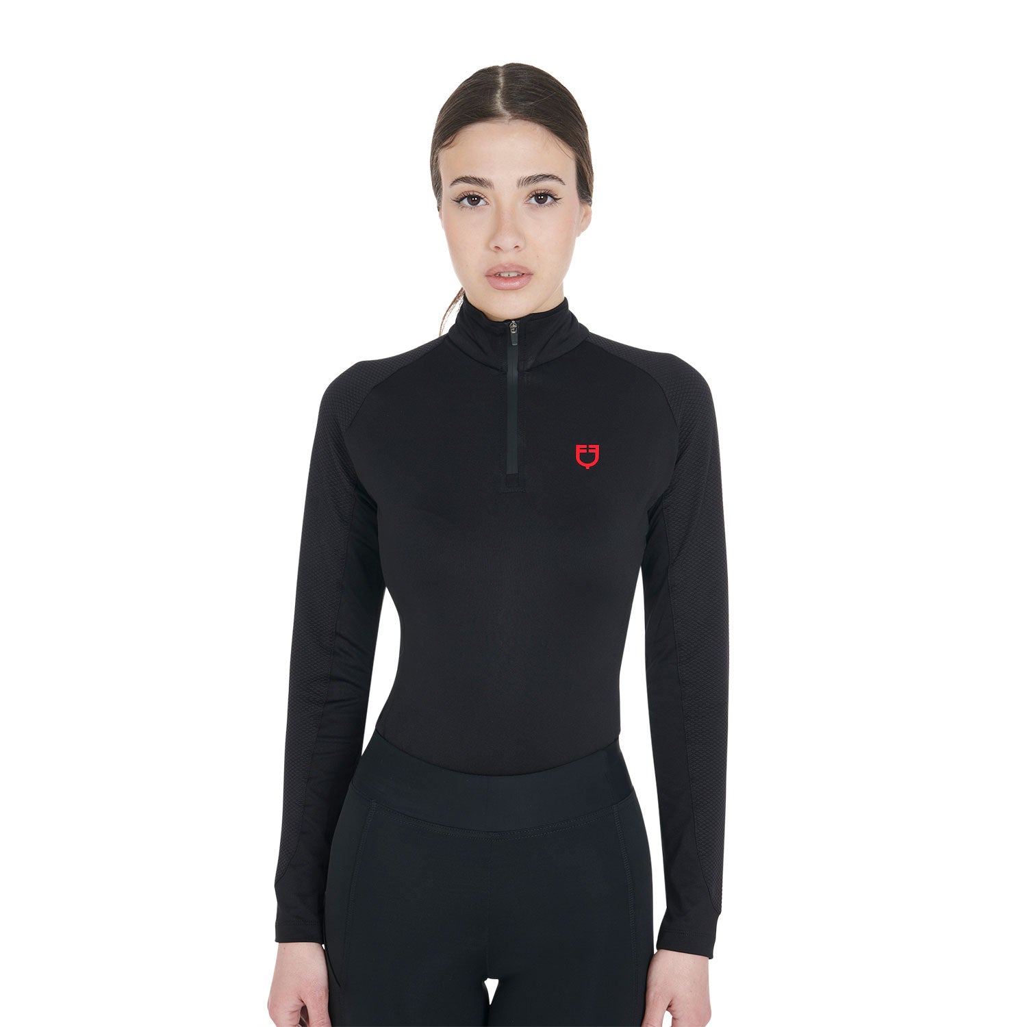 equestro women's slim fit long sleeve base layer