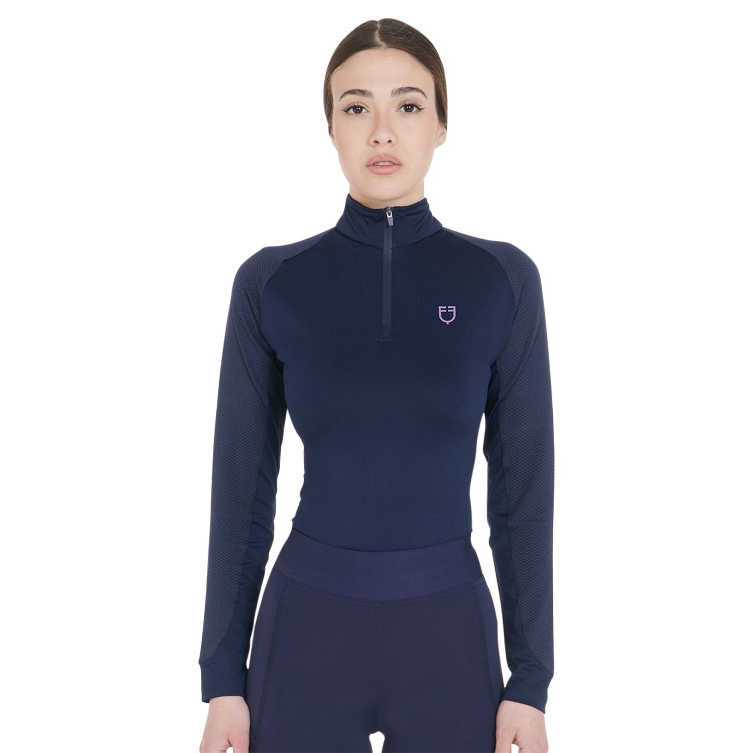equestro women's slim fit long sleeve base layer