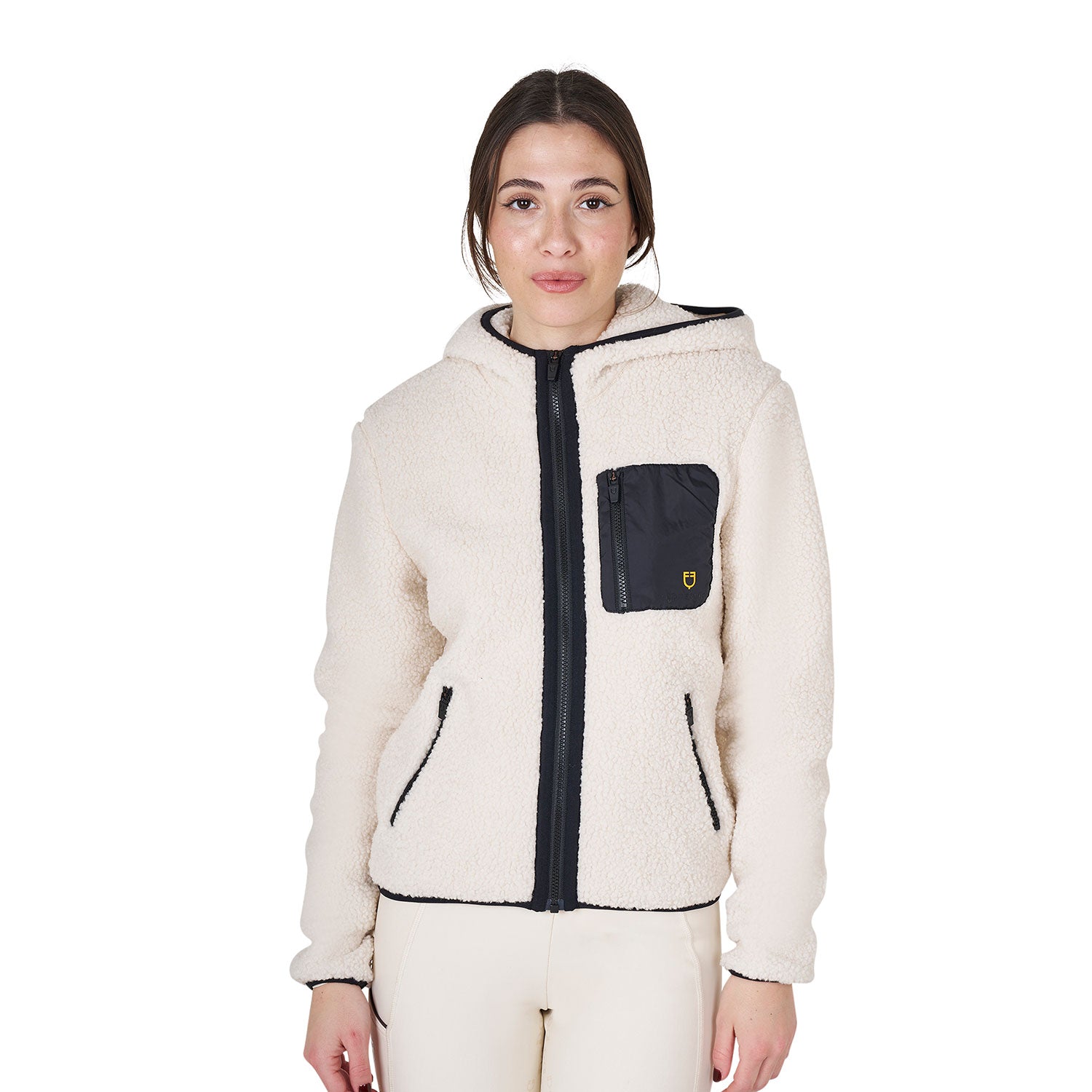 women's sweatshirt in fleece with front pocket White (11-0105) / XL