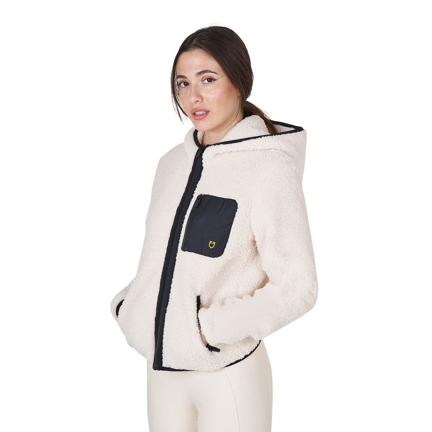 women's sweatshirt in fleece with front pocket White (11-0105) / XL