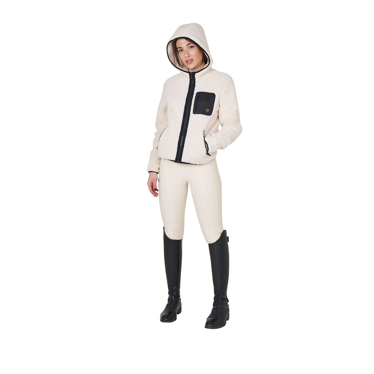 women's sweatshirt in fleece with front pocket White (11-0105) / XL