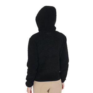 Women's sweatshirt in fleece with front pocket BLACK / XS