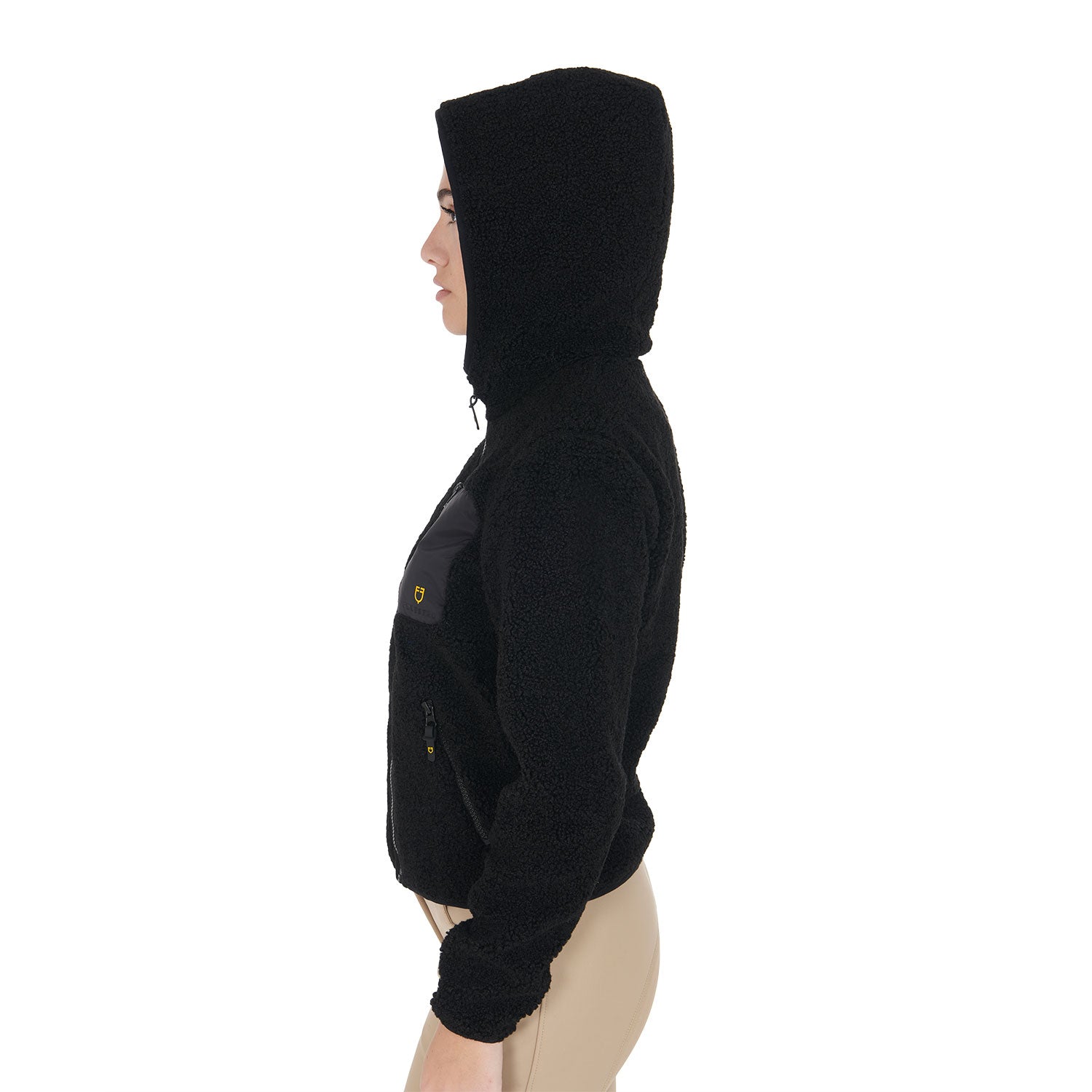women's sweatshirt in fleece with front pocket BLACK / XL