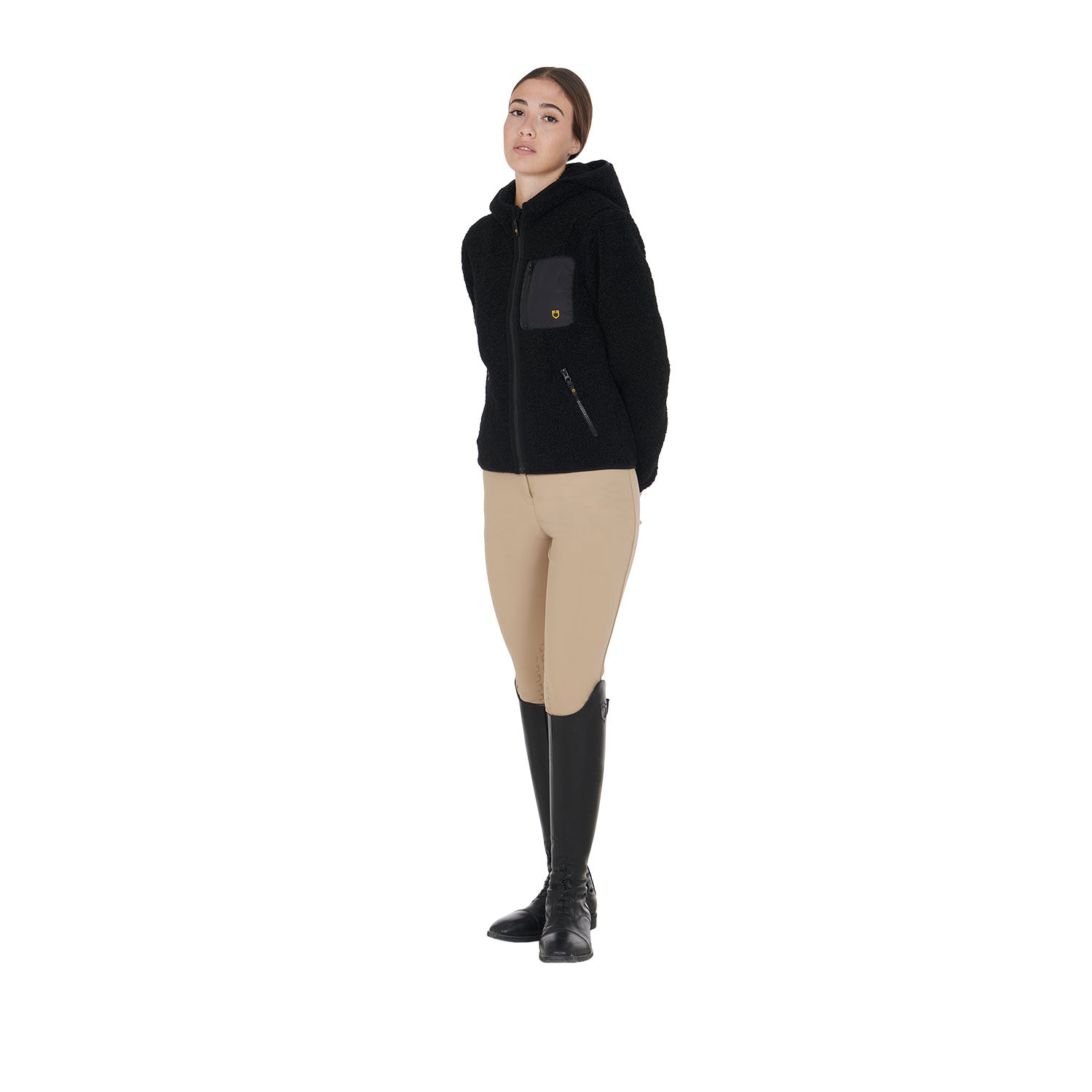 women's sweatshirt in fleece with front pocket BLACK / XL