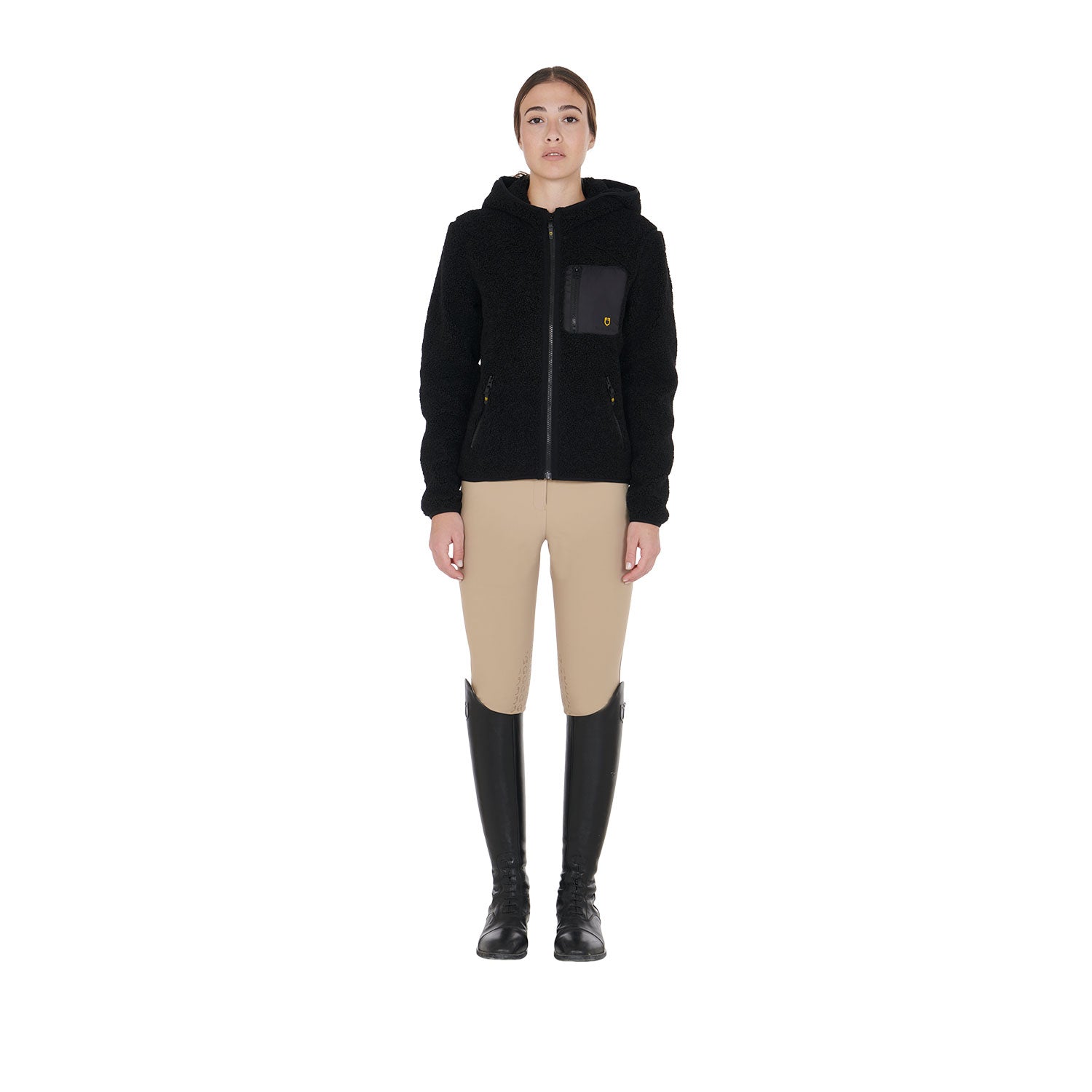 women's sweatshirt in fleece with front pocket BLACK / XL