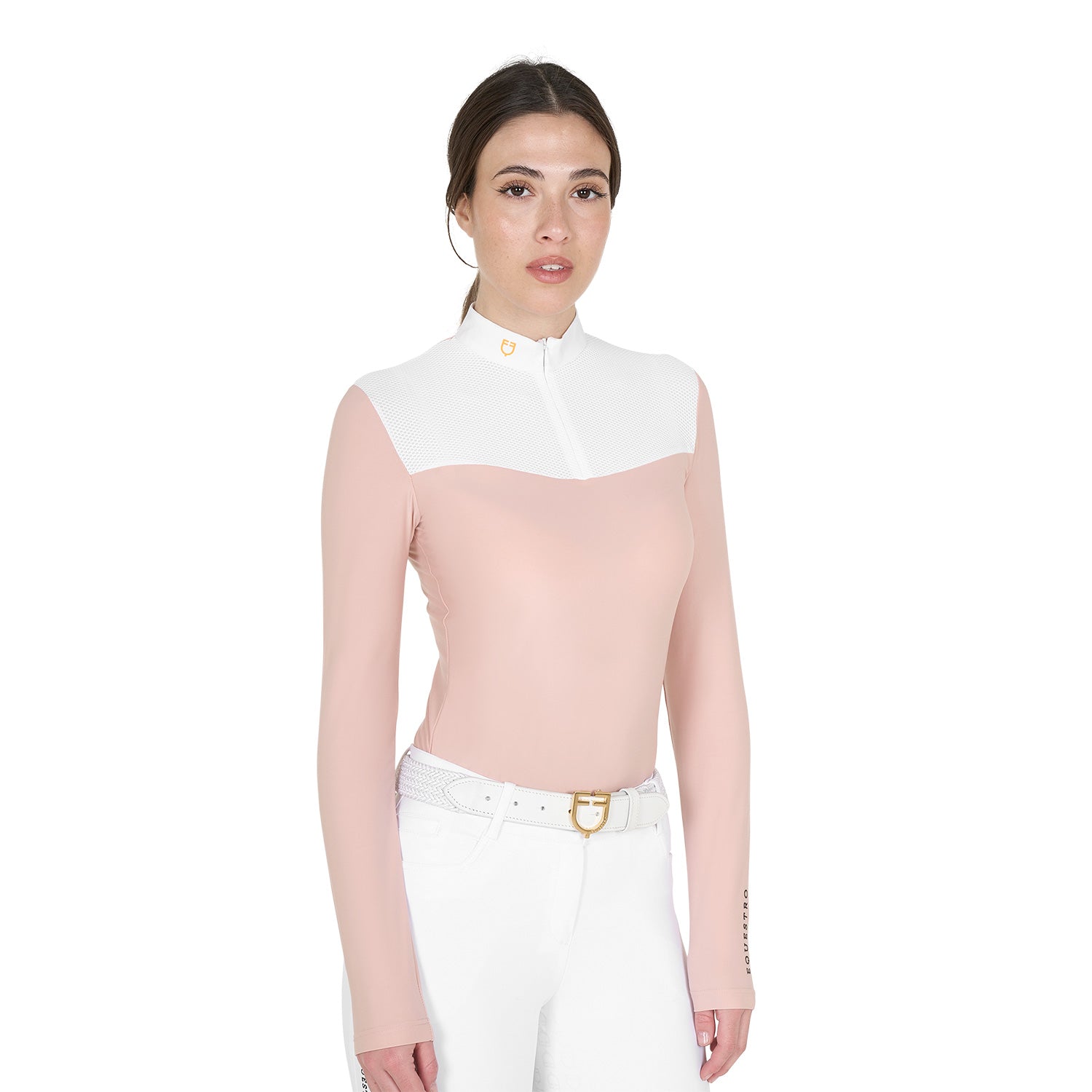 women's competition polo shirt in technical and mesh fabric