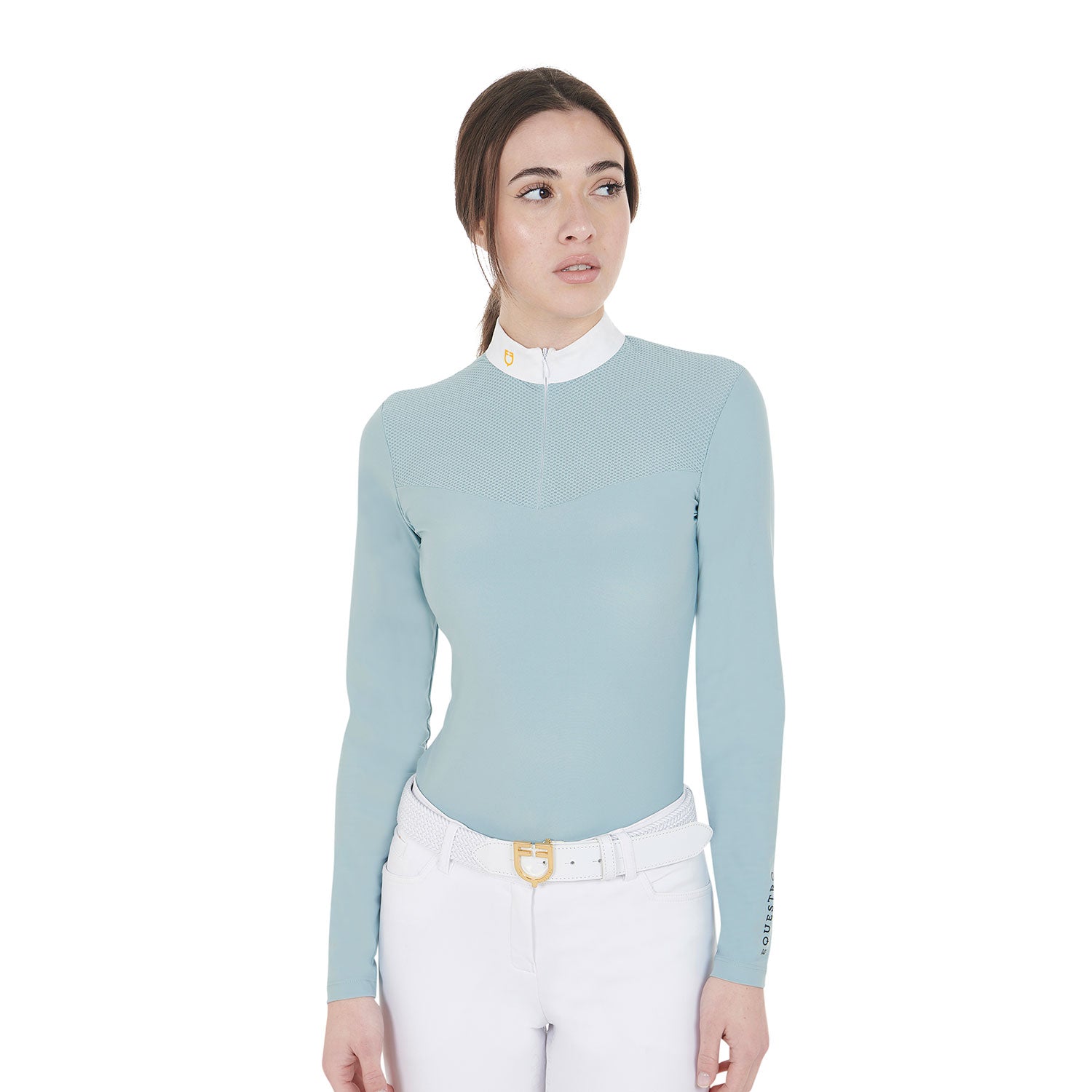 women's competition polo shirt in technical and mesh fabric