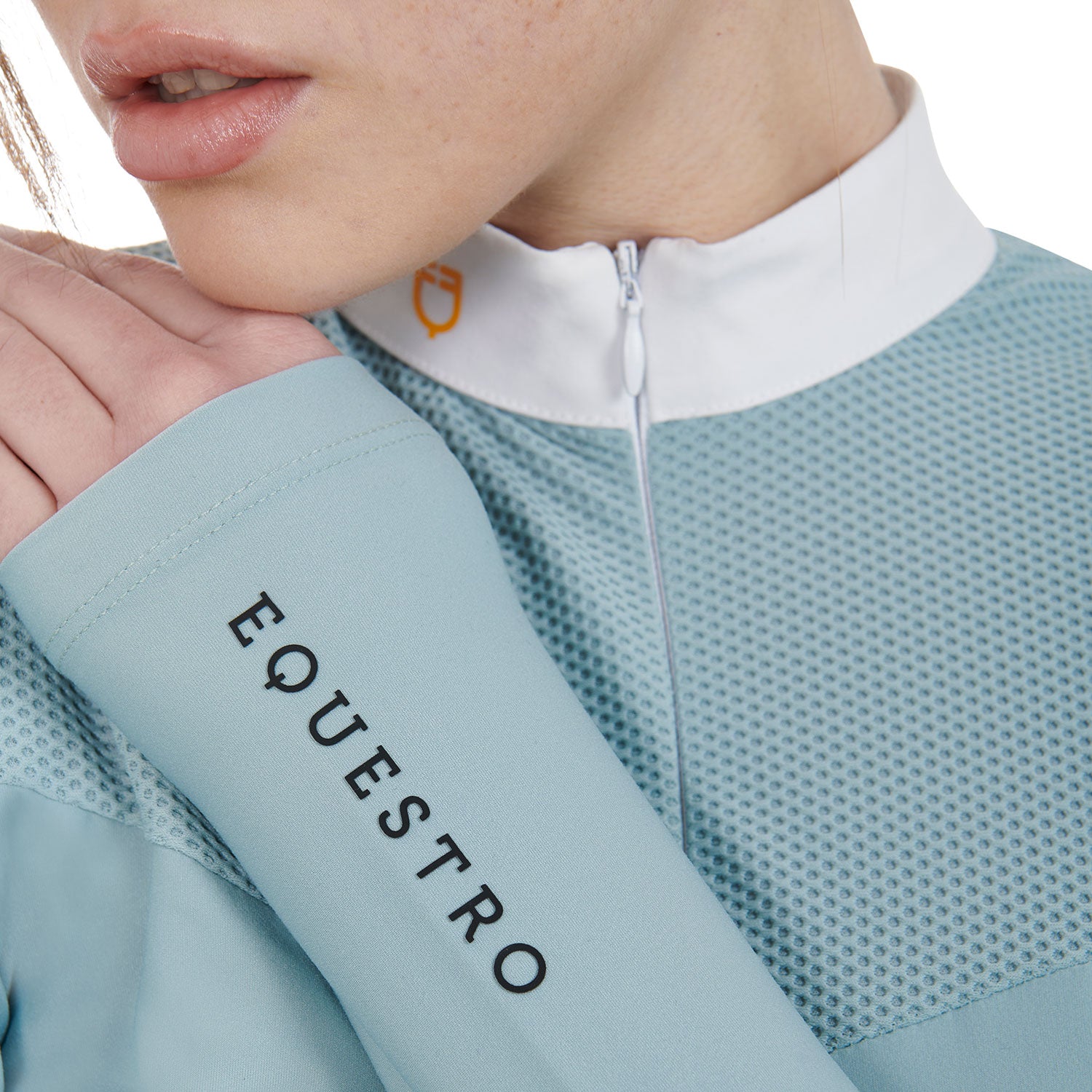 women's competition polo shirt in technical and mesh fabric