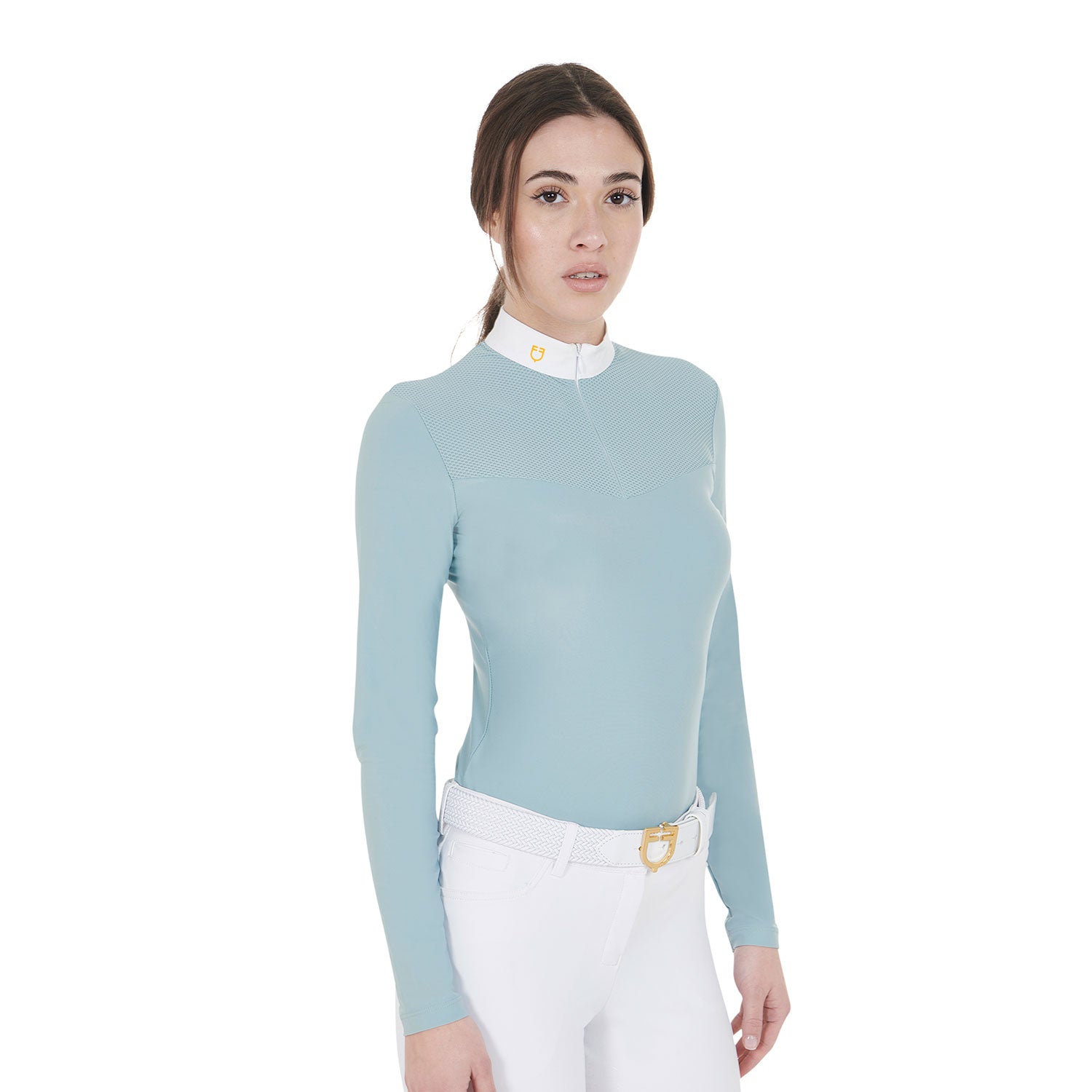 women's competition polo shirt in technical and mesh fabric