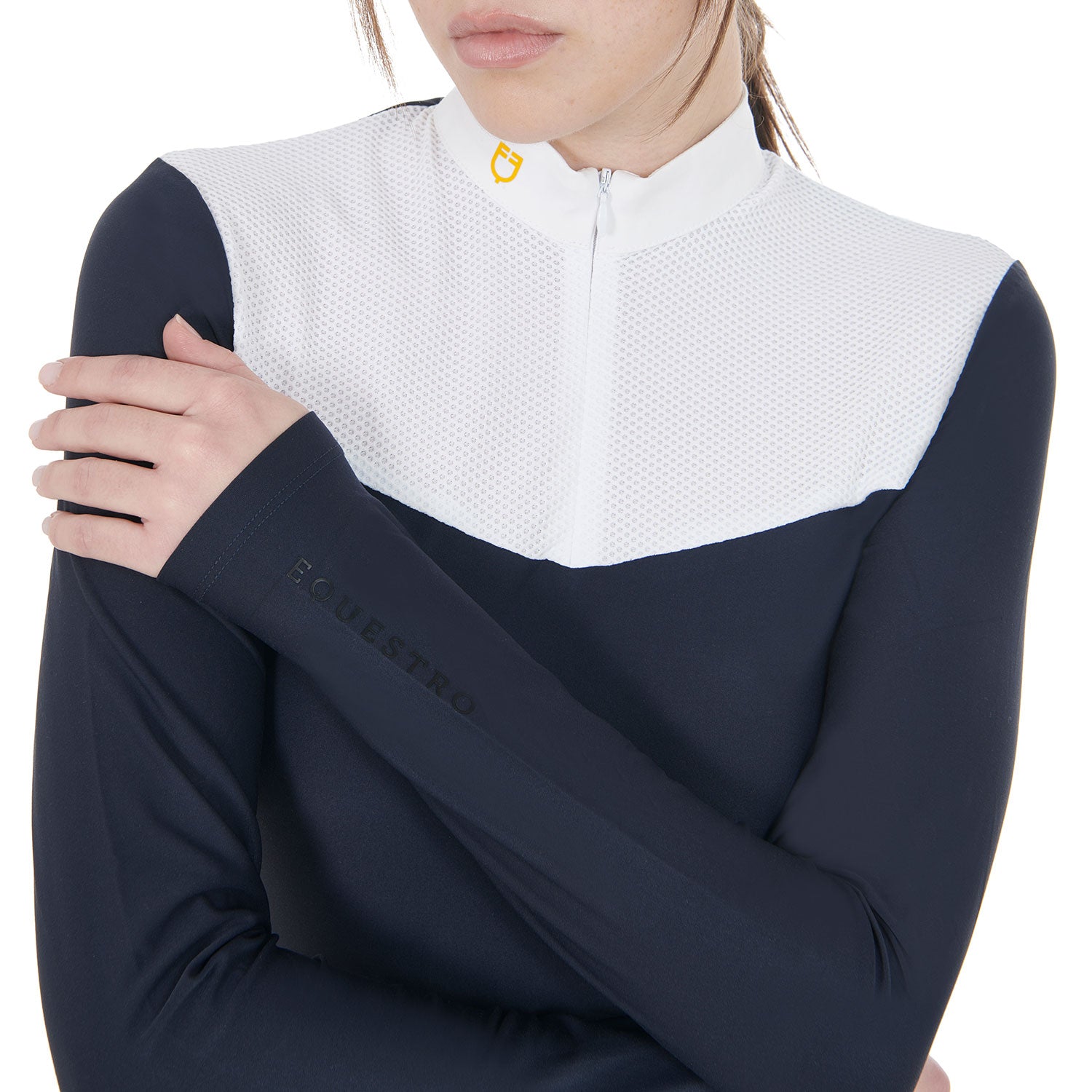 women's competition polo shirt in technical and mesh fabric