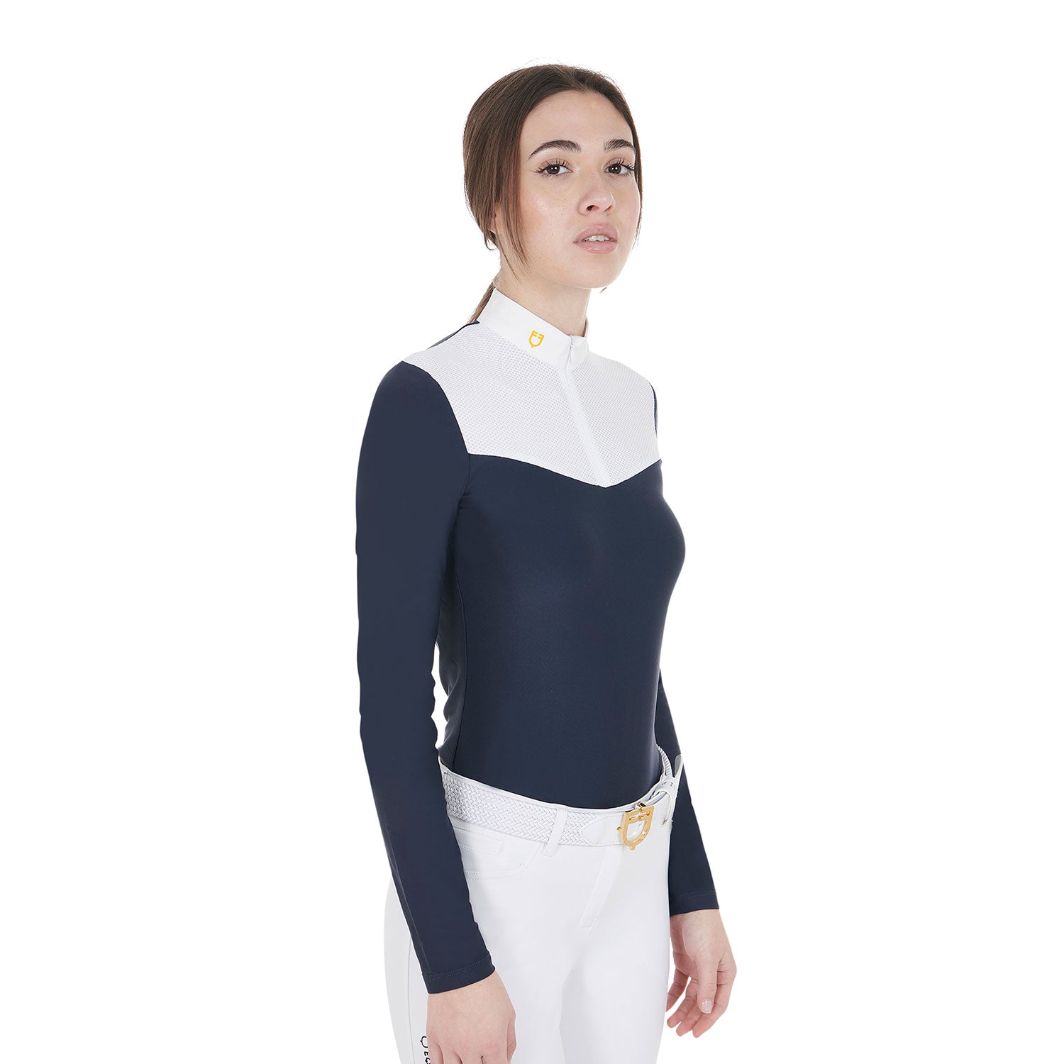 women's competition polo shirt in technical and mesh fabric