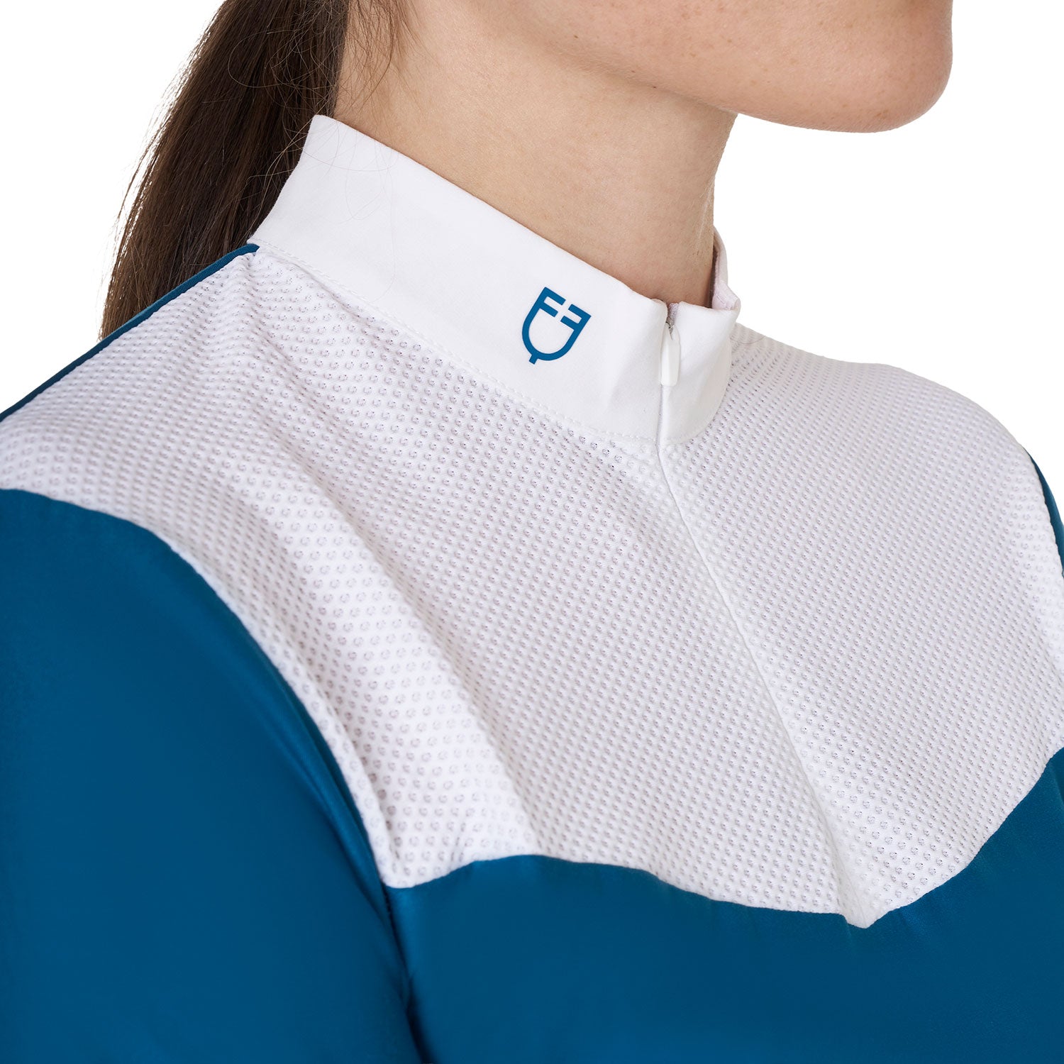 women's competition polo shirt in technical and mesh fabric