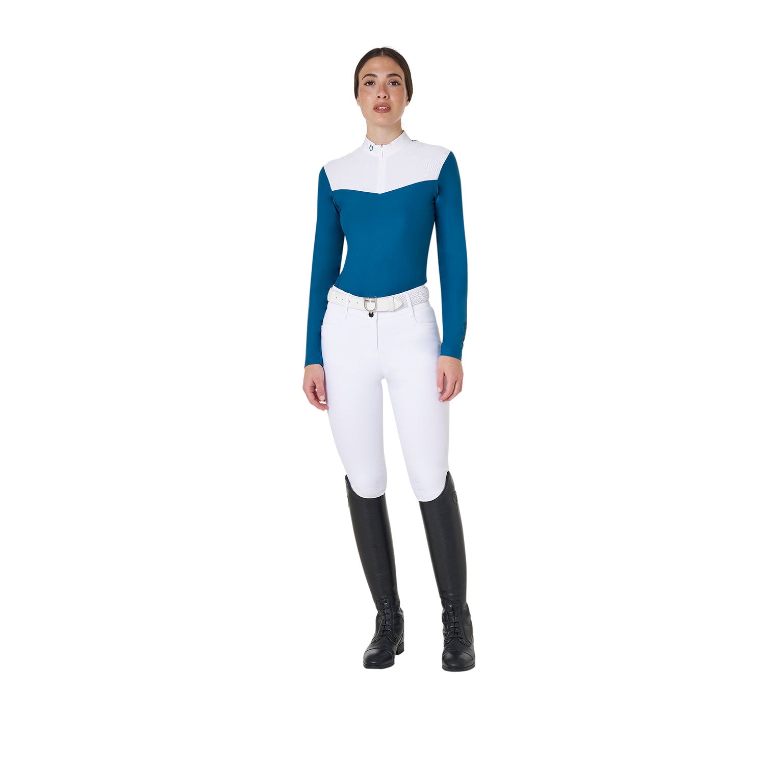 women's competition polo shirt in technical and mesh fabric