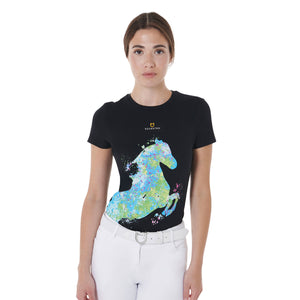 WOMEN'S SHINY HORSE COTTON T black / XS