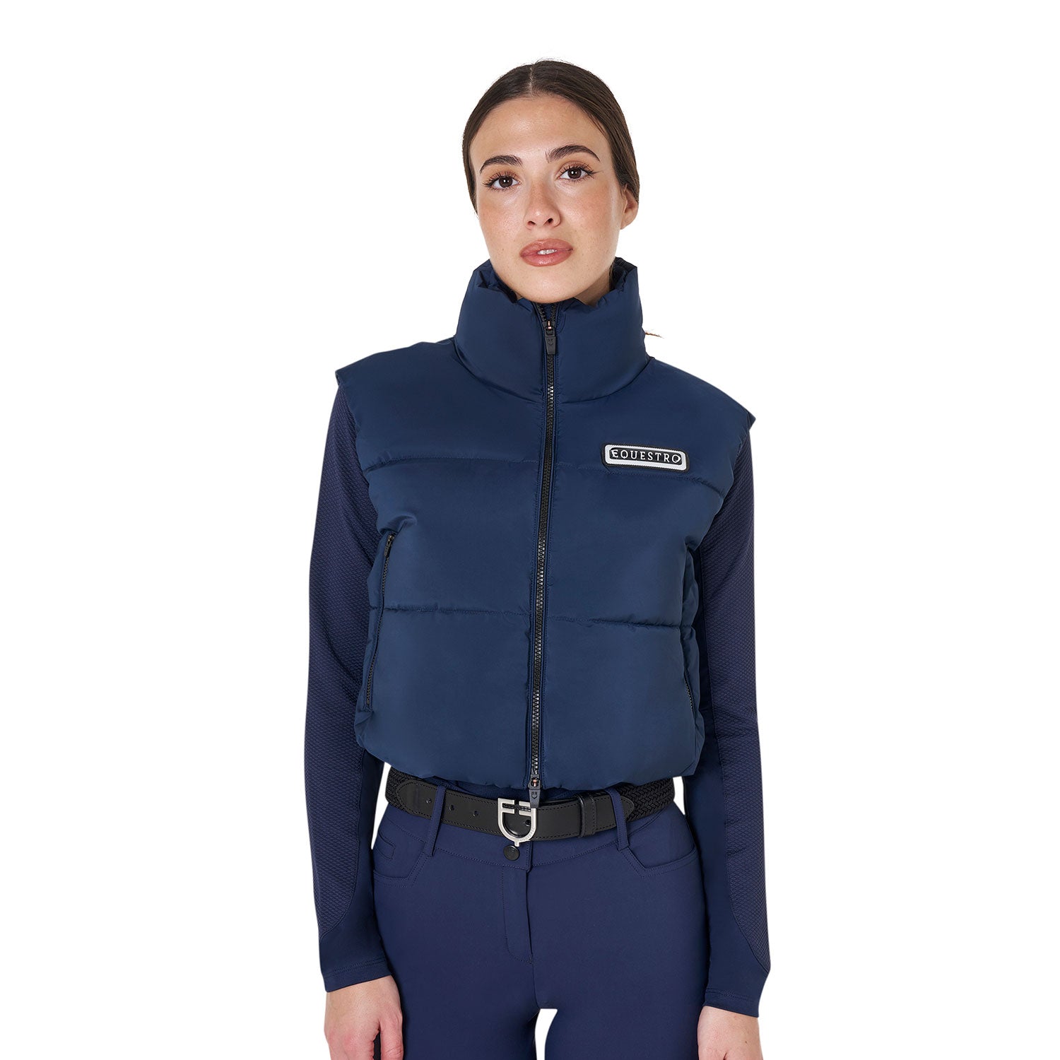 women's zippered cropped vest