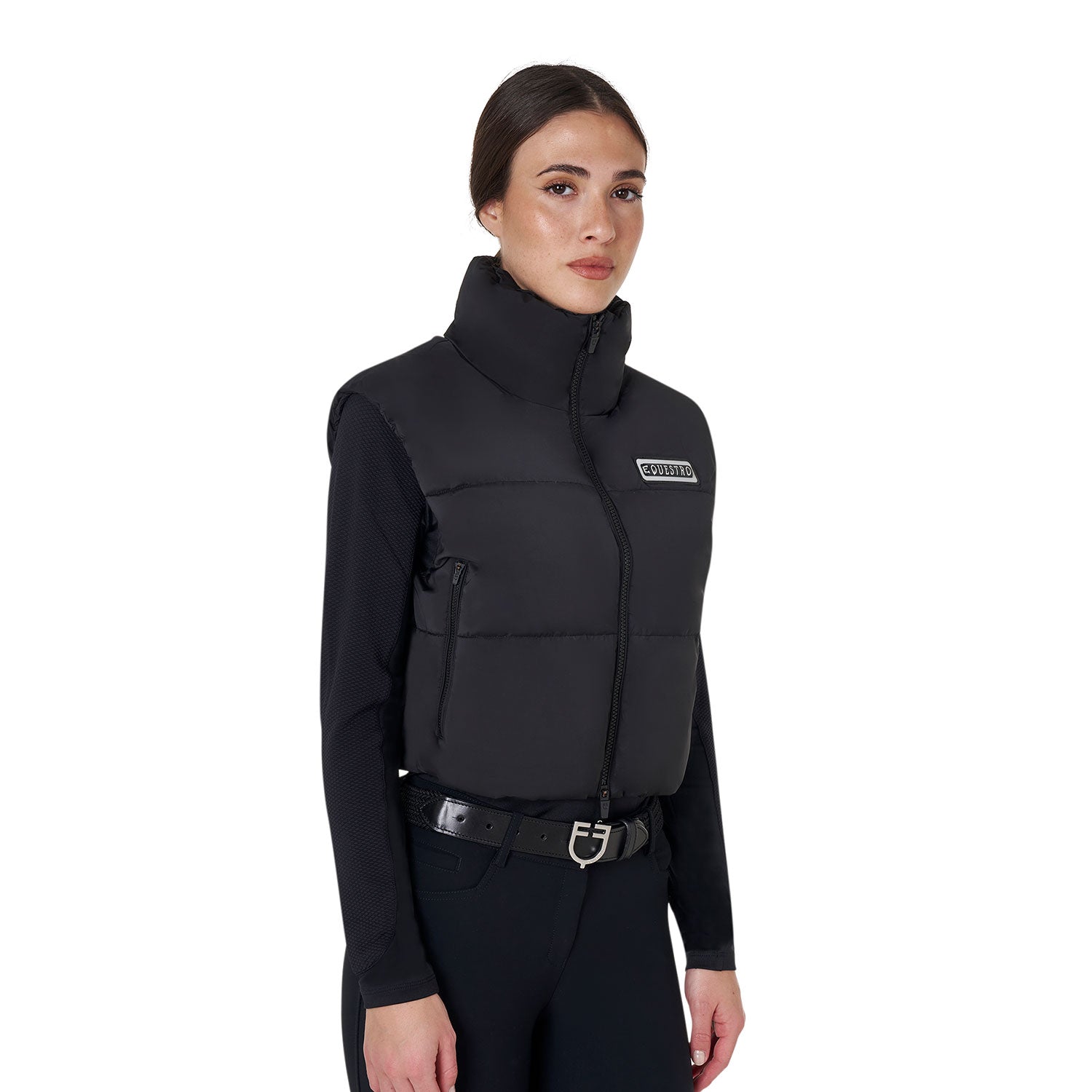 women's zippered cropped vest