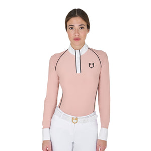 Women's slim fit competition polo shirt mesh inserts CAMEO ROSE (14-1310) / M
