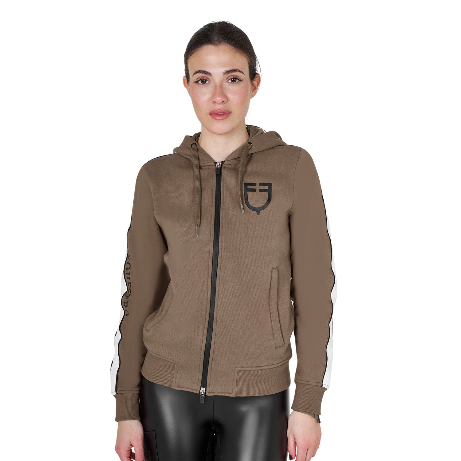 women's hooded sweatshirt with front zip WALNUT (18-1112) / XL