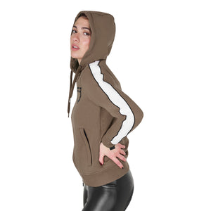 Women's hooded sweatshirt with front zip WALNUT (18-1112) / XS