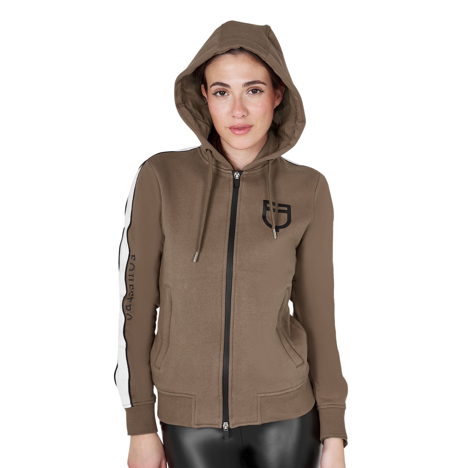women's hooded sweatshirt with front zip WALNUT (18-1112) / XL