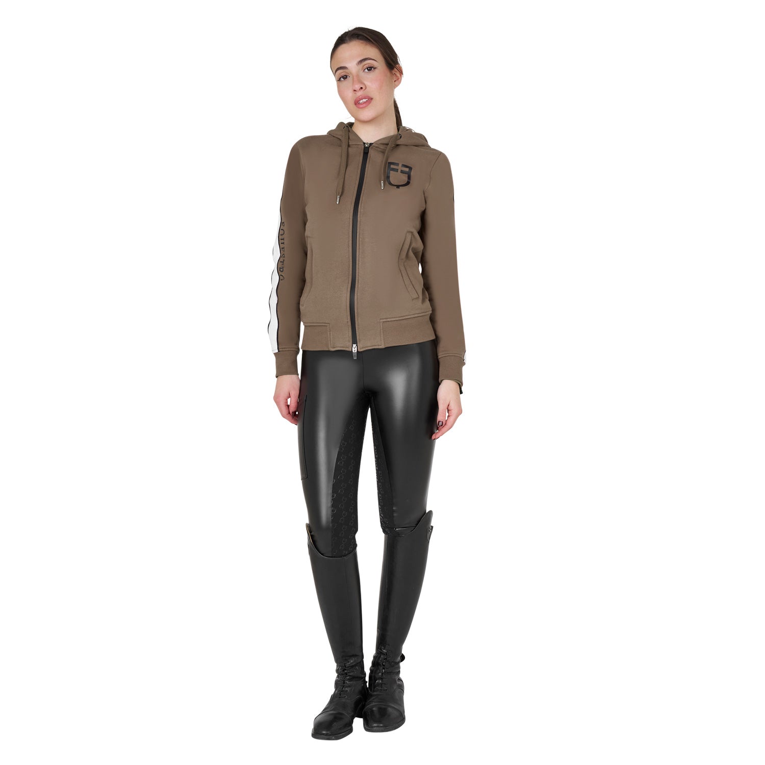 women's hooded sweatshirt with front zip WALNUT (18-1112) / XL